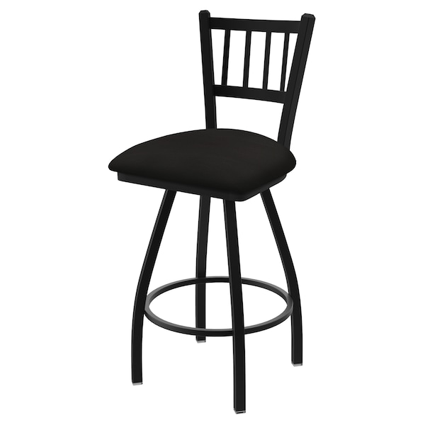 36" Swivel Bar Stool, Black Wrinkle, Canter Espresso Seat